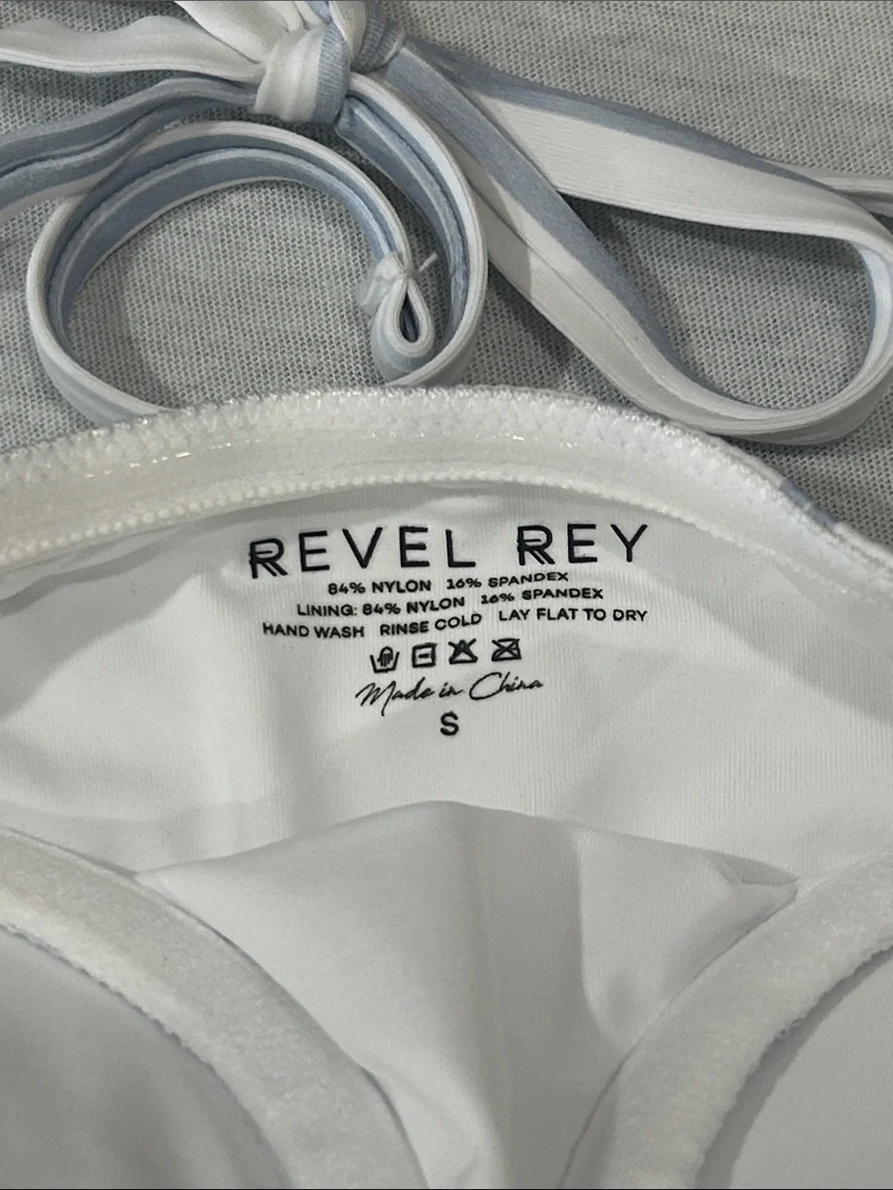 Revel Ray Striped Blue & White Belted One-Piece Swimsuit NWT Sz S - Picture 9 of 10
